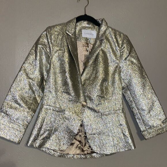 Lucy & Co. Shiny Blazer Gold & Silver Size Small - Picture 1 of 8